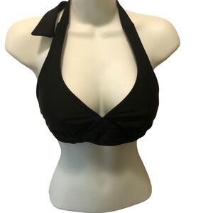 Athleta Black Underwire Swim Bikini Halter Top Size 36C/34D/32DD Pool Vacay